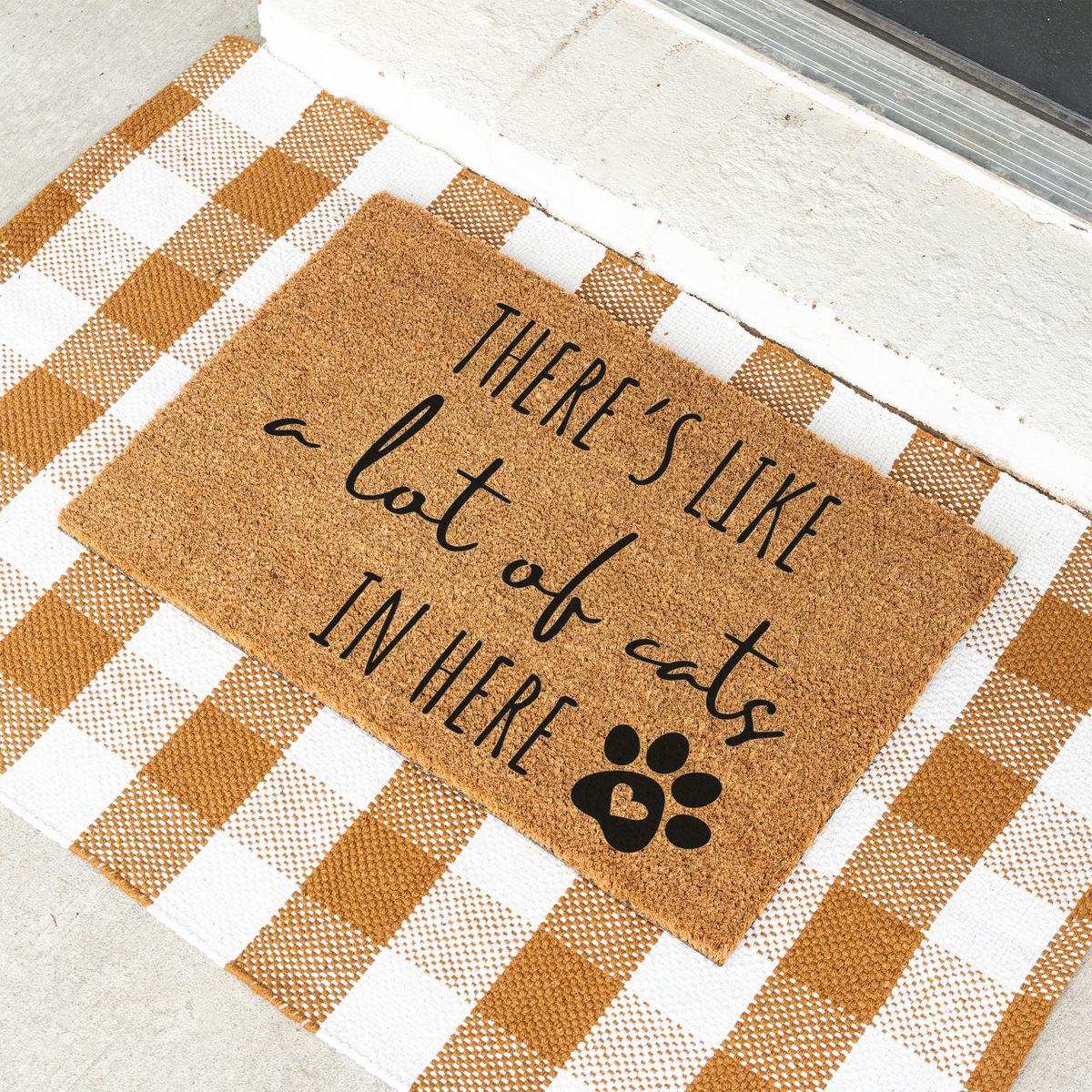 Funny Cat Doormat, There's Like a Lot of Cats in Here Welcome Mat, Cat Lover Gift, Paw Print Door Mat, Funny Pet Home Decor