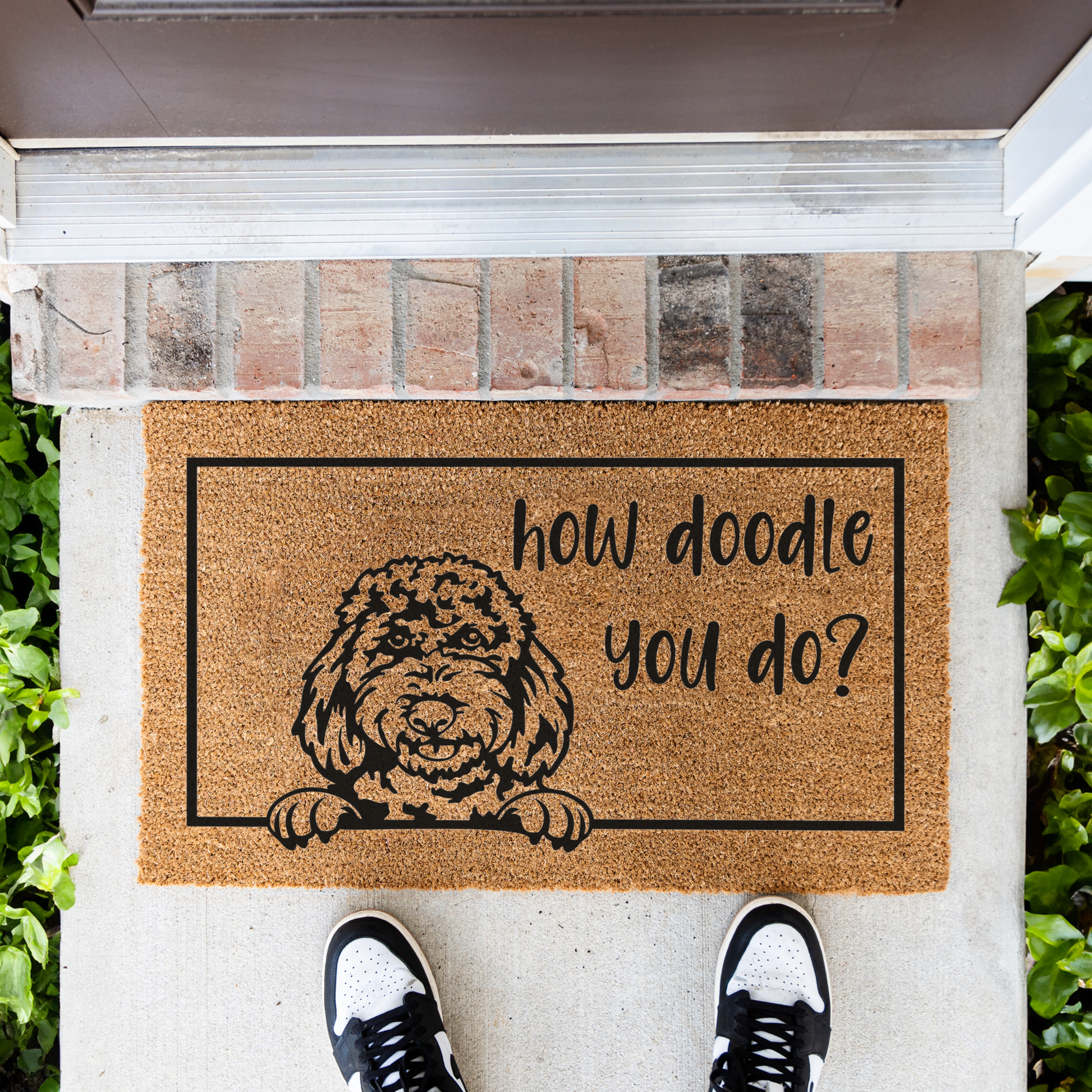 How Doodle You Do Welcome Dog Doormat, Durable Non-Slip Mat, Perfect for Entryways and Porches, Dog Door Mat Funny