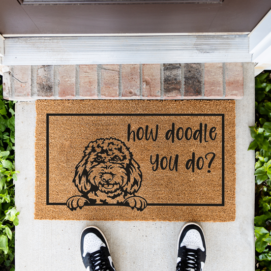 How Doodle You Do Welcome Dog Doormat, Durable Non-Slip Mat, Perfect for Entryways and Porches, Dog Door Mat Funny