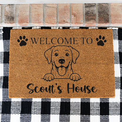 Personalized Labrador Doormat, Custom Lab Welcome Mat, Dog Name Door Mat, Labrador Retriever Gift, Dog Lover Housewarming Front Door Decor