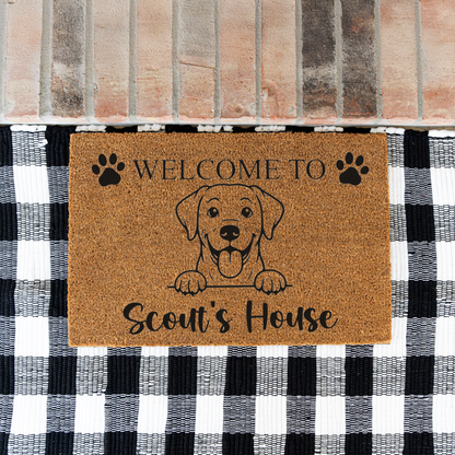 Personalized Labrador Doormat, Custom Lab Welcome Mat, Dog Name Door Mat, Labrador Retriever Gift, Dog Lover Housewarming Front Door Decor