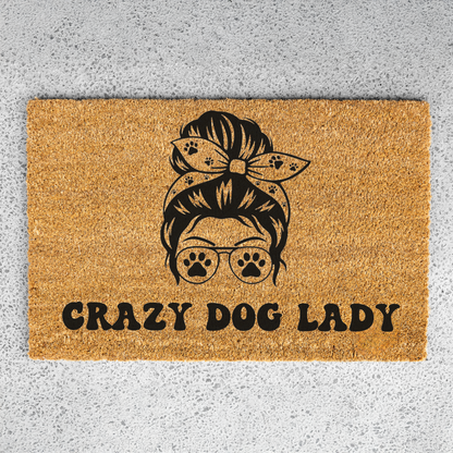 Crazy Dog Lady Doormat | Funny Dog Lover Welcome Mat | Dog Mom Front Door Mat | Pet Lover Housewarming Gift | Outdoor Entry Rug