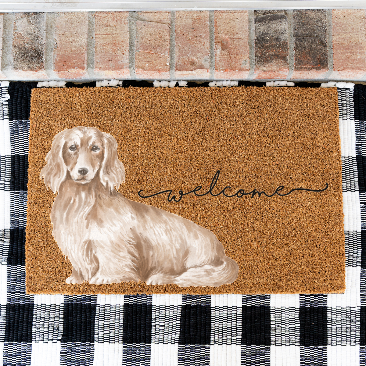 Long Haired Dachshund Doormat, Dachshund Welcome Mat, Wiener Dog Lover Gift, Dachshund Mom Gift, Cute Dog Porch Decor, Front Door Mat