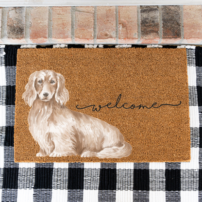 Long Haired Dachshund Doormat, Dachshund Welcome Mat, Wiener Dog Lover Gift, Dachshund Mom Gift, Cute Dog Porch Decor, Front Door Mat