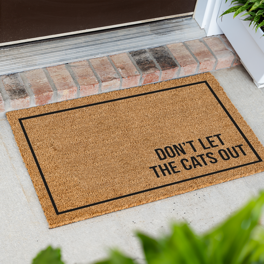 Don’t Let the Cats Out Doormat, Funny Cat Welcome Mat, Cat Lover Gift, Pet Owner Door Mat, Minimalist Housewarming Front Door Decor