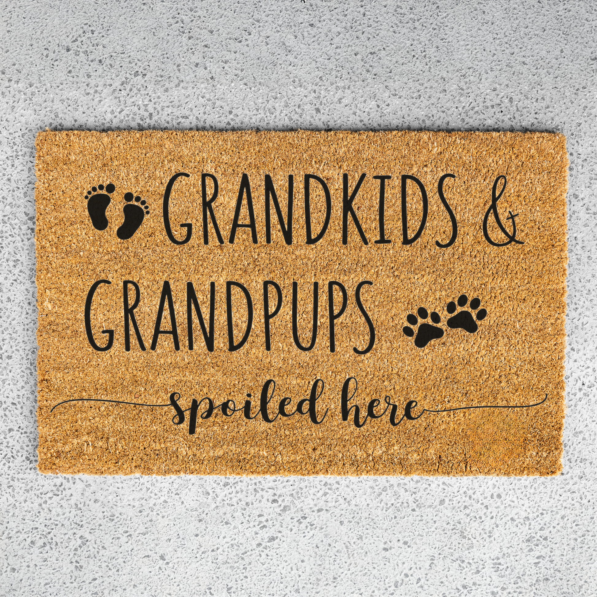 Grandkids Grandpups Spoiled Here Doormat, Perfect Gift for Pet Lovers and Grandparents, Dog Doormat