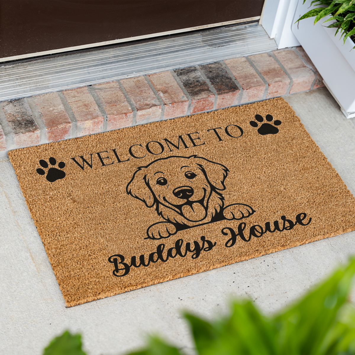 Personalized Dog Doormat, Custom Dog Name Welcome Mat, Welcome to Dogs House, Pet Lover Gift, Dog Owner Housewarming Front Door Decor