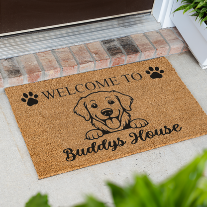 Personalized Dog Doormat, Custom Dog Name Welcome Mat, Welcome to Dogs House, Pet Lover Gift, Dog Owner Housewarming Front Door Decor