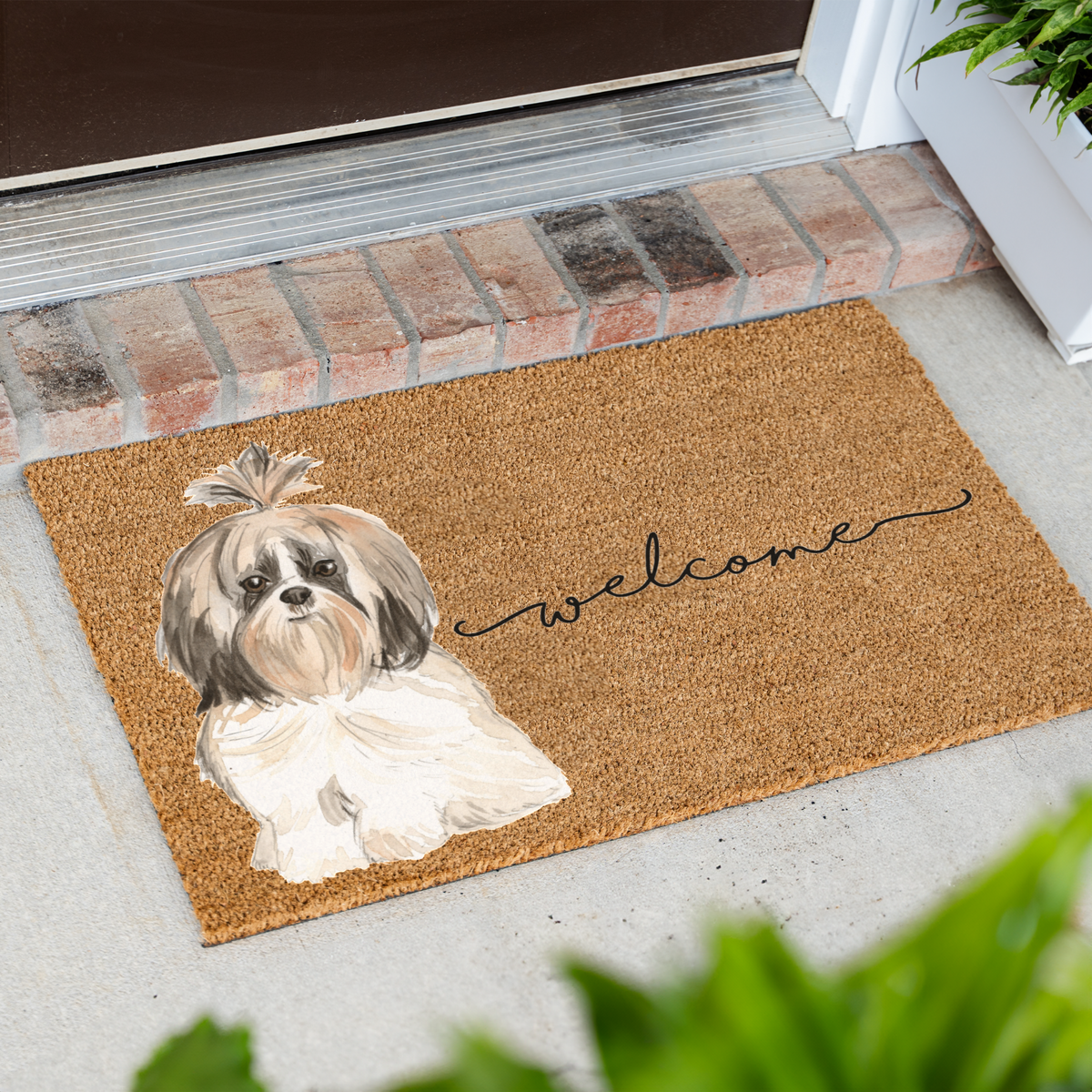 Watercolor Shih Tzu Welcome Mat