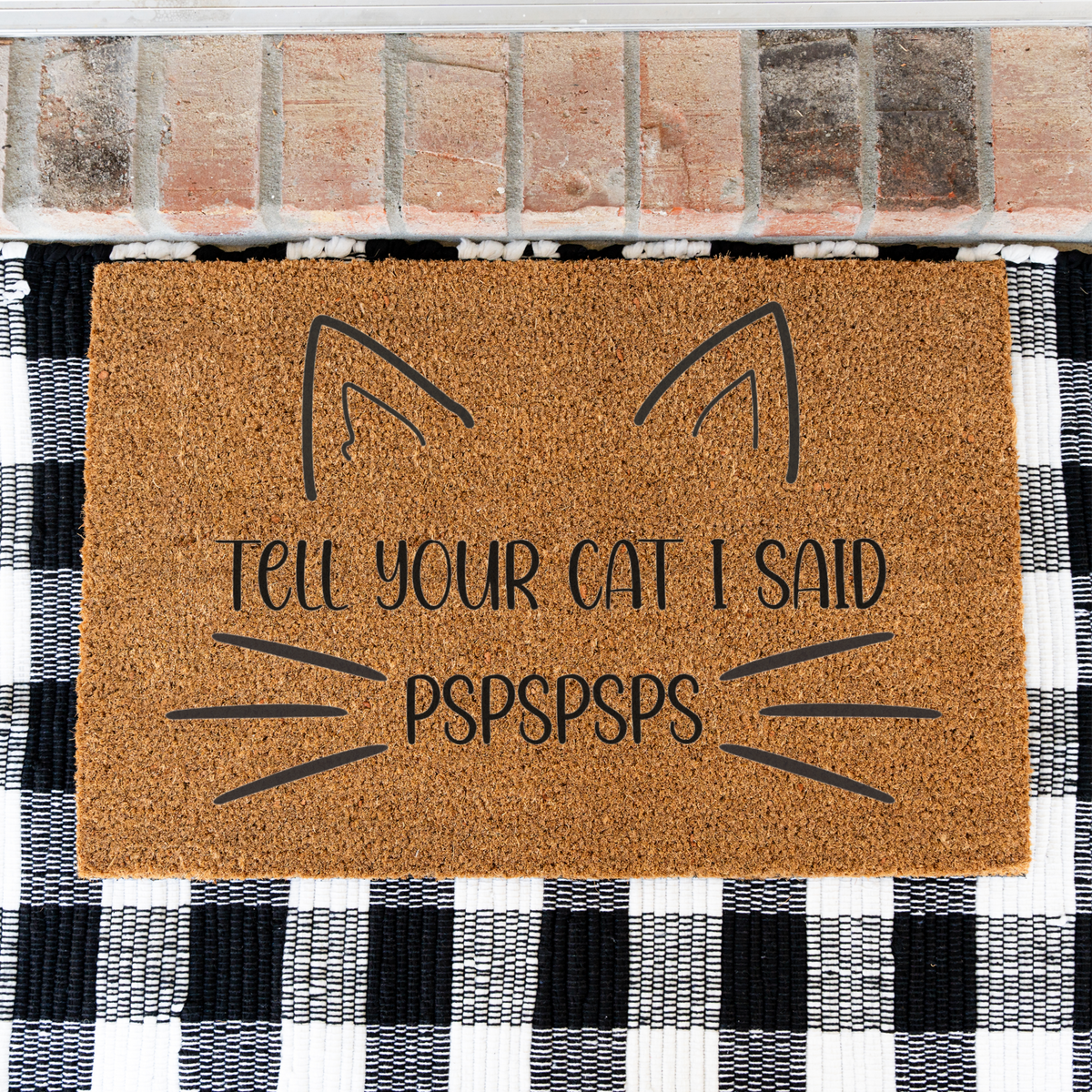 Funny Cat Doormat, Tell Your Cat I Said Pspspsps Welcome Mat, Cat Lover Gift, Cat Owner Door Mat, Cute Feline Front Door Housewarming Decor