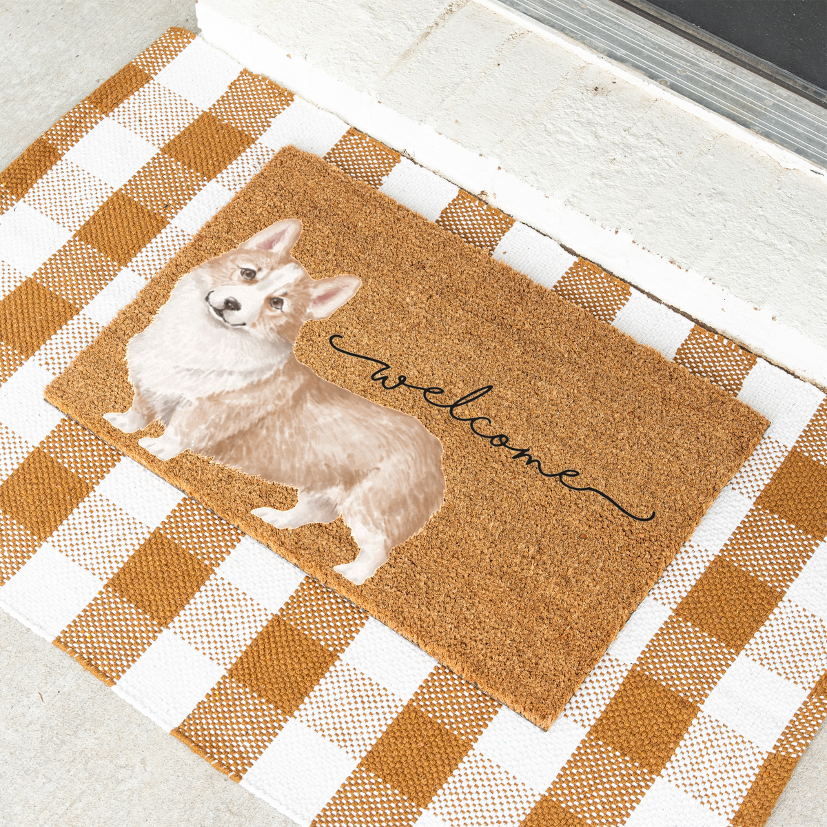 Corgi Doormat, Corgi Welcome Mat, Corgi Lover Gift, Dog Front Door Mat, Corgi Mom Gift, Watercolor Dog Porch Decor, Housewarming Gift