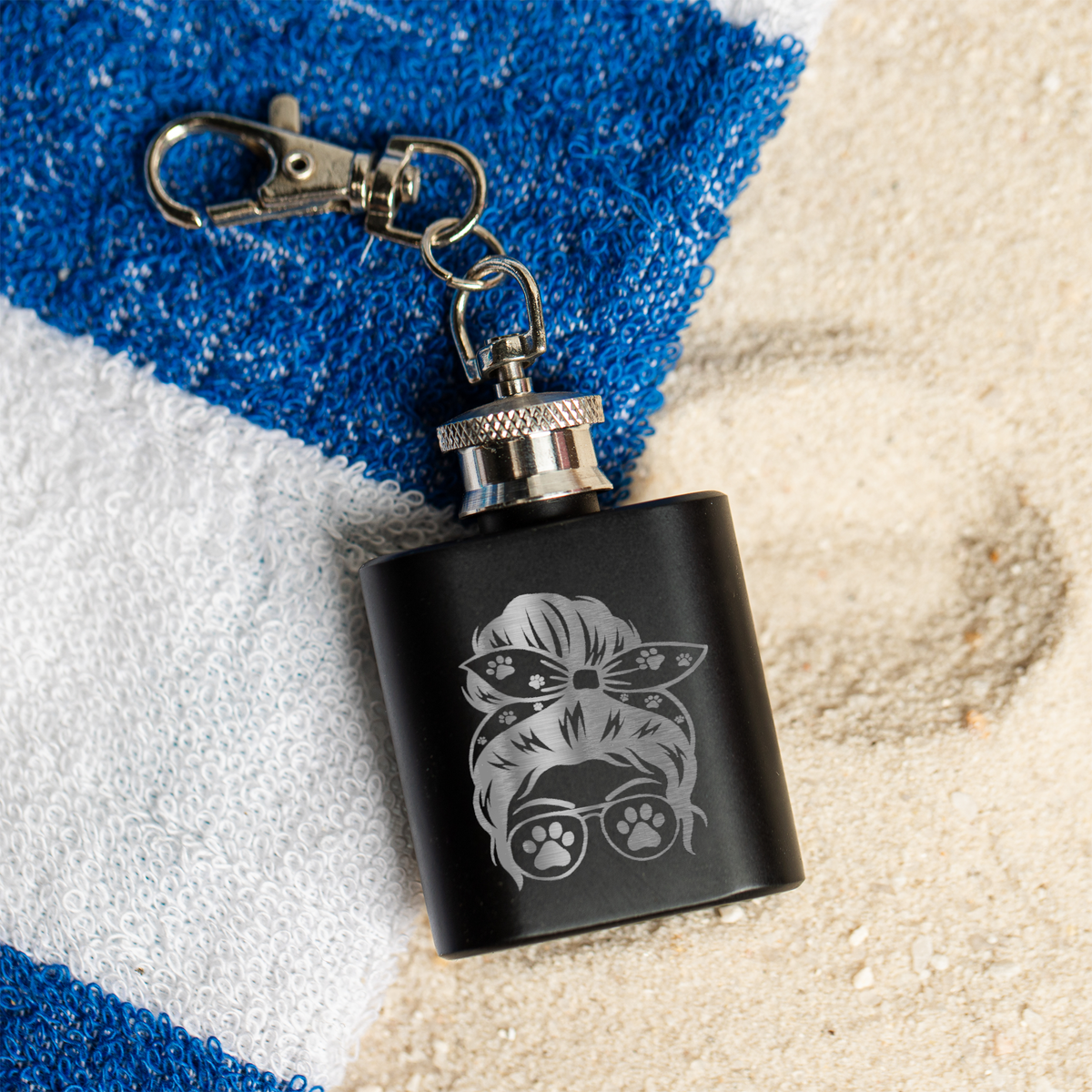 Dog Mom Keychain Flask | Funny Dog Lover Gift | Mini Stainless Steel Flask | Dog Mom Stocking Stuffer | Pet Mom Gift | Dog Lover Accessory