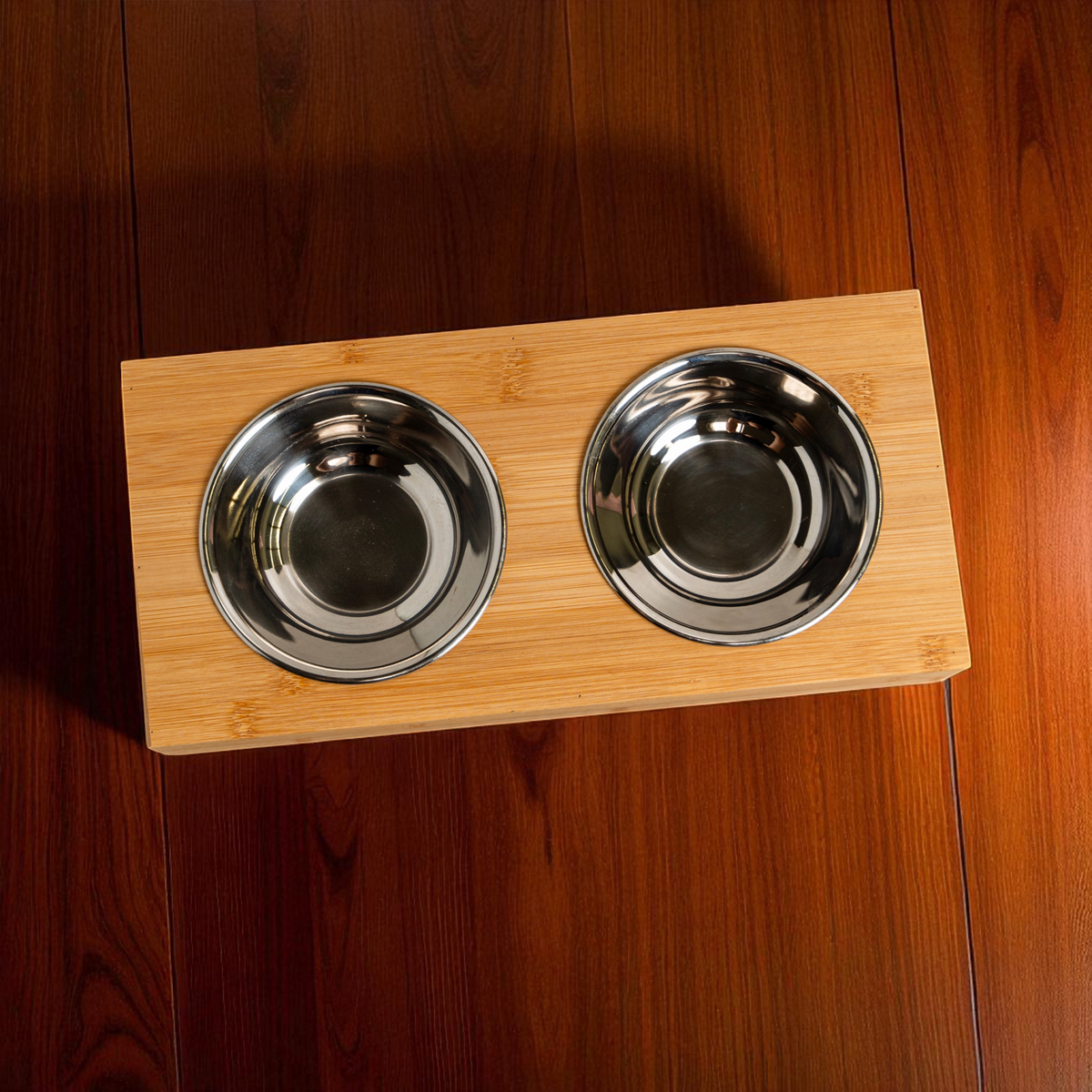 Personalized Wood Pet Feeding Stand with Dog Bowls