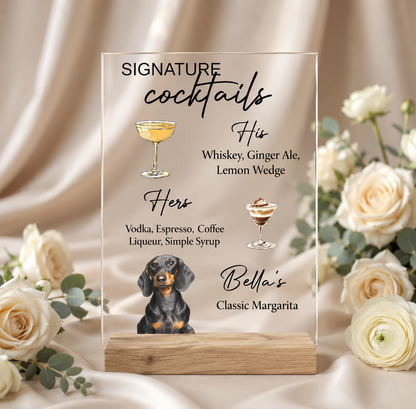 Custom Pet Portrait Wedding Drink Menu