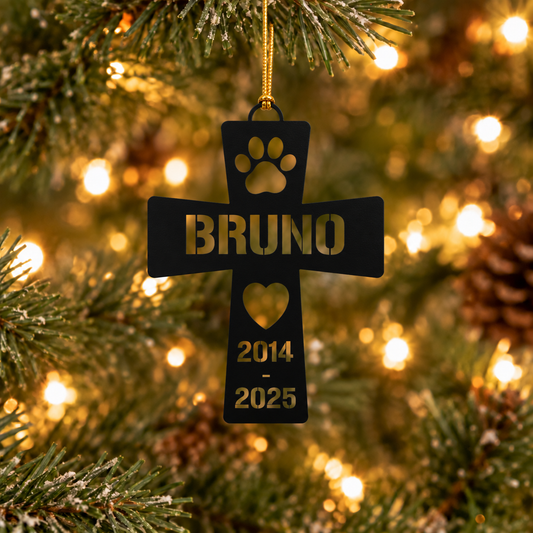 Personalized Pet Name and Date Memorial Metal Ornament