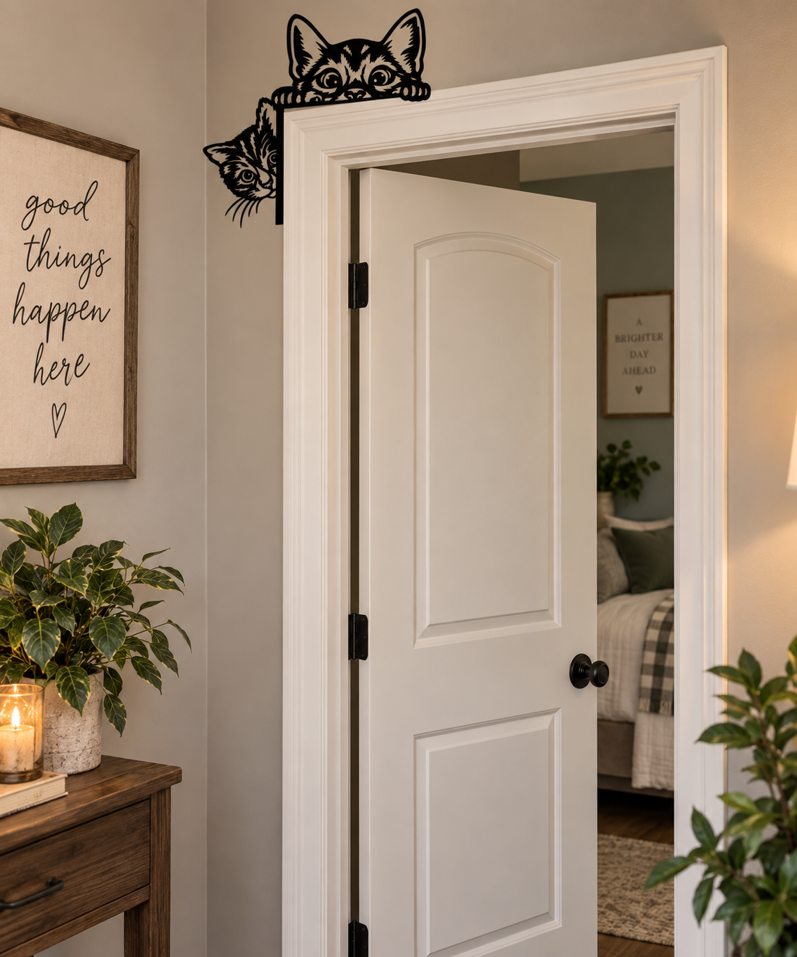 Peeking Cat Door Frame Decor