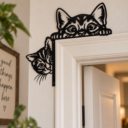 Peeking Cat Door Frame Decor