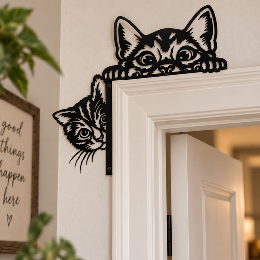 Peeking Cat Door Frame Decor