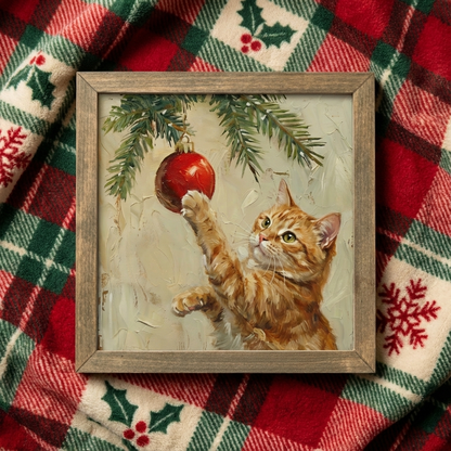 Christmas Cat Framed Wall Art
