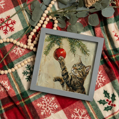 Christmas Cat Framed Wall Art