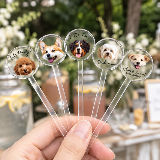 Personalized Dog Wedding Drink Stirrers