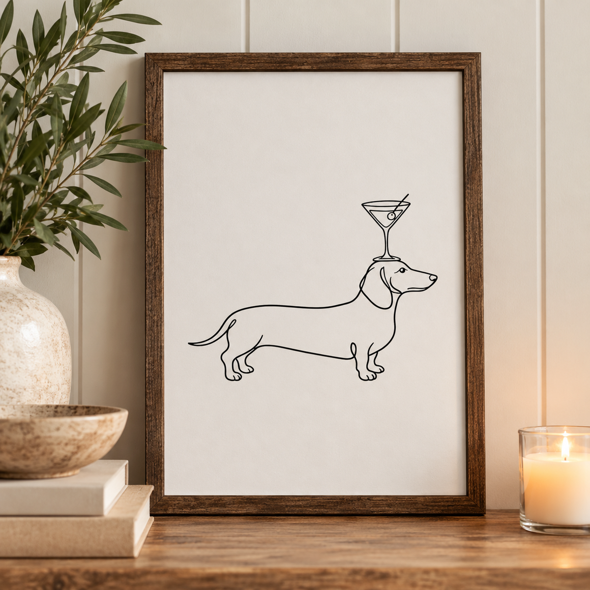 Wienies and Martinis Wood Framed Sign