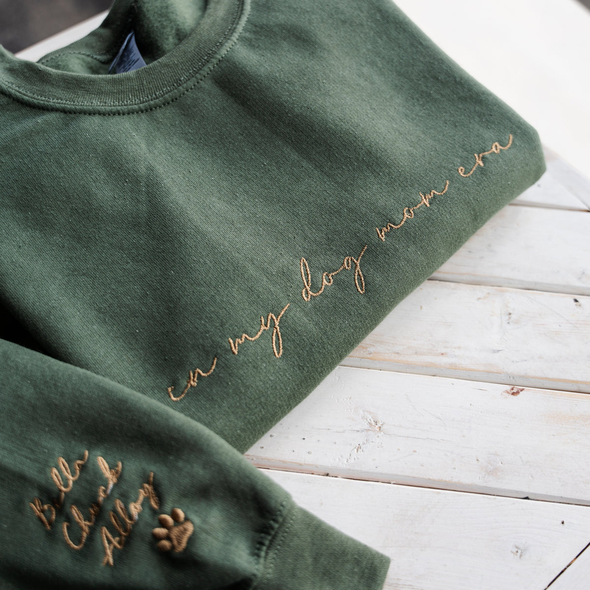 Custom In My Dog Mom Era Crewneck with Names on Sleeve
