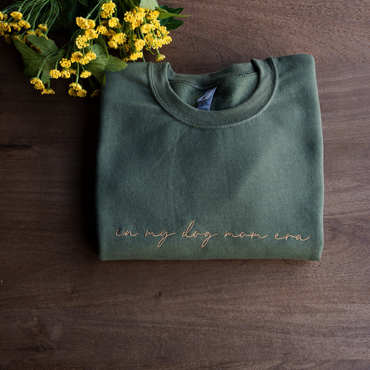 Custom In My Dog Mom Era Crewneck with Names on Sleeve