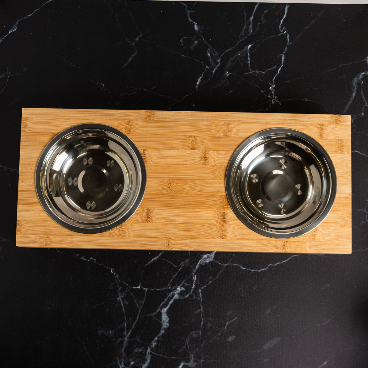 Personalized Wood Pet Feeding Stand with Dog Bowls