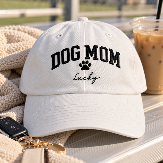 Embroidered Dog Mom Hat With Name