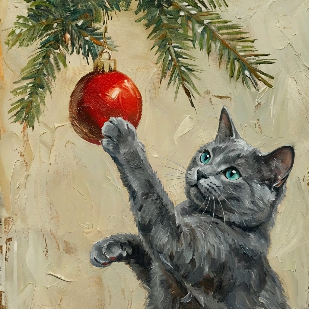 Christmas Cat Framed Wall Art