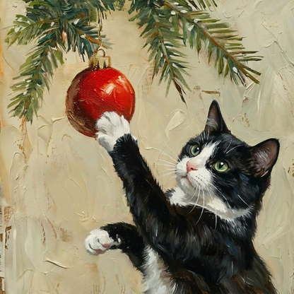 Christmas Cat Framed Wall Art