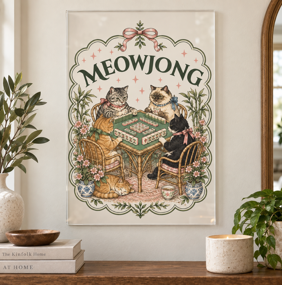 Meowjong Vintage Cat Mahjong Wall Art