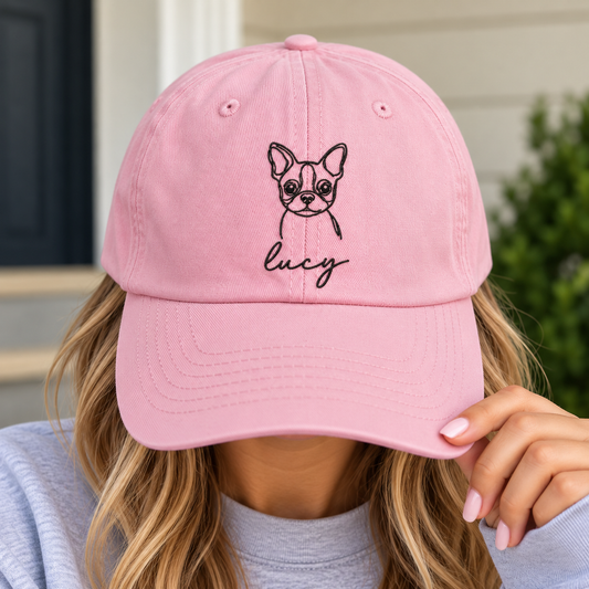 Minimalist Embroidered Dog Hat