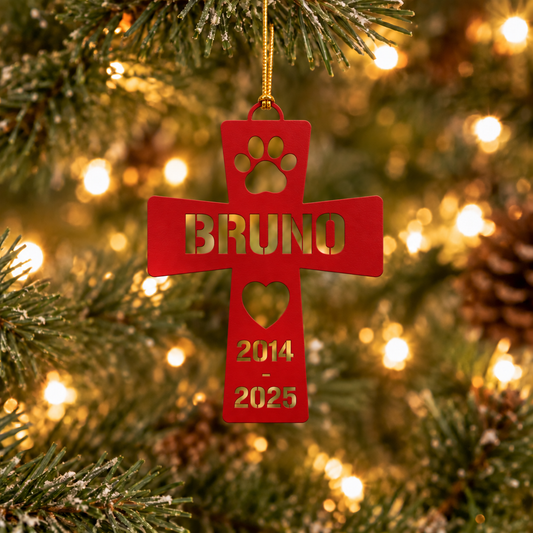 Personalized Pet Name and Date Memorial Metal Ornament