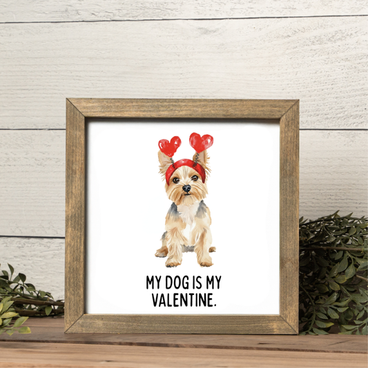 My Dog is My Valentine Framed Sign