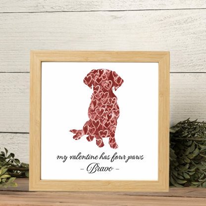 Personalized "my valentine has four paws" Framed Print