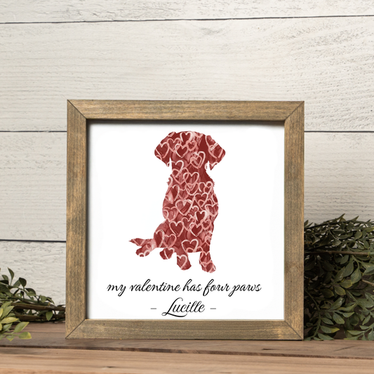 Personalized "my valentine has four paws" Framed Print