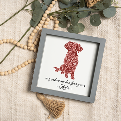 Personalized "my valentine has four paws" Framed Print