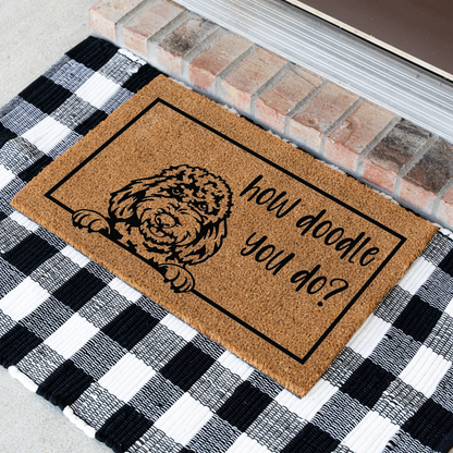 How Doodle You Do Welcome Dog Doormat, Durable Non-Slip Mat, Perfect for Entryways and Porches, Dog Door Mat Funny