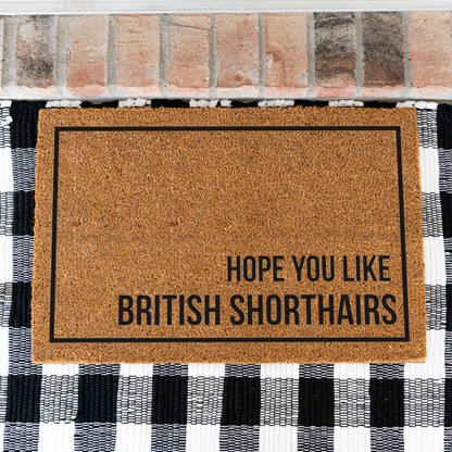 British Shorthair Cat Doormat, Hope You Like British Shorthairs Welcome Mat, Funny Cat Lover Gift, Cat Owner Door Mat, Housewarming Decor