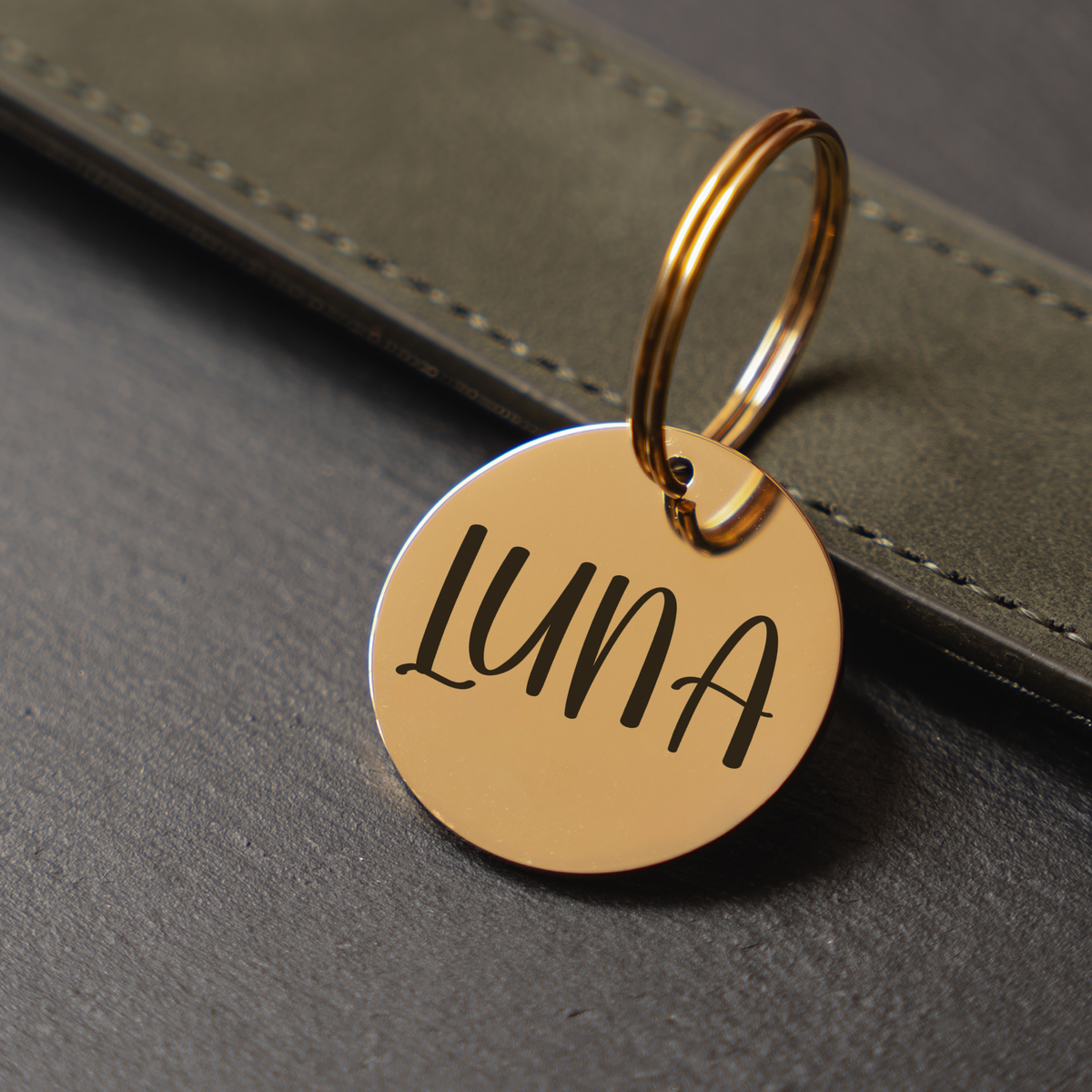 Personalized Name Keychain, Custom Gold Round Keychain, Engraved Name Key Ring, Minimalist Keychain, Custom Gift for Her, Stocking Stuffer