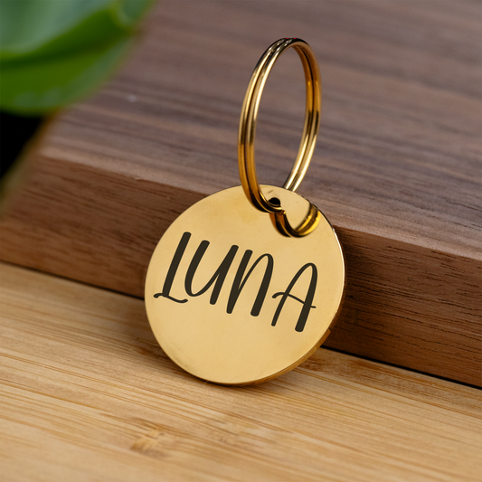 Personalized Name Keychain, Custom Gold Round Keychain, Engraved Name Key Ring, Minimalist Keychain, Custom Gift for Her, Stocking Stuffer
