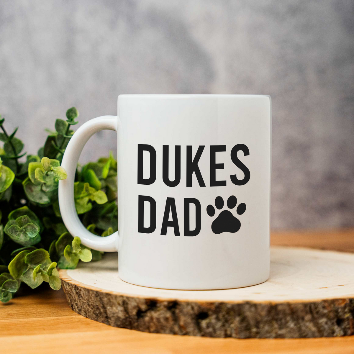 Dukes Dad Coffee Mug, Personalized Dog Dad Mug, Custom Dog Name Coffee Cup, Paw Print Mug, Dog Lover Gift for Him, Father's Day Dog Dad Gift