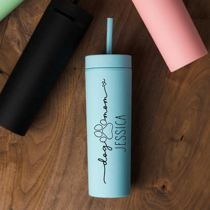 Personalized Dog Mom Skinny Tumbler