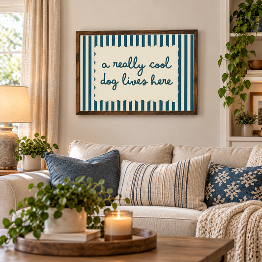 A Really Cool Dog Lives Here Framed Sign