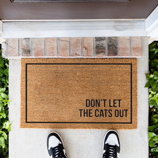 Don’t Let the Cats Out Doormat, Funny Cat Welcome Mat, Cat Lover Gift, Pet Owner Door Mat, Minimalist Housewarming Front Door Decor