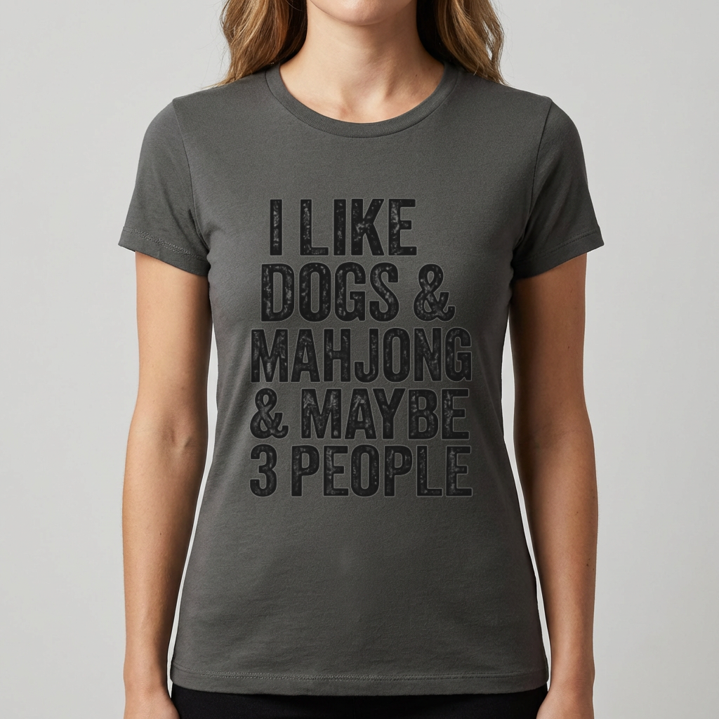 Funny Mahjong Shirt, I Like Dogs and Mahjong T Shirt, Mahjong Lover Gift, Dog Lover Tee, Mah Jong Shirt, Funny Game Night Gift for Women