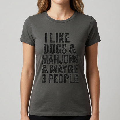 Funny Mahjong Shirt, I Like Dogs and Mahjong T Shirt, Mahjong Lover Gift, Dog Lover Tee, Mah Jong Shirt, Funny Game Night Gift for Women