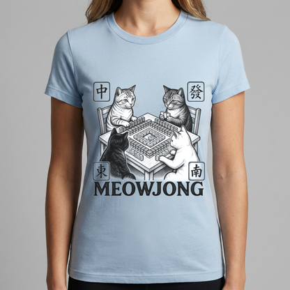 Meowjong Shirt, Funny Cat Mahjong T Shirt, Mahjong Cat Lover Gift, Cats Playing Mahjong Tee, Mah Jong Game Night Shirt for Women